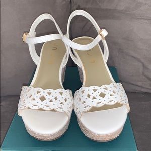 white embellished wedge.